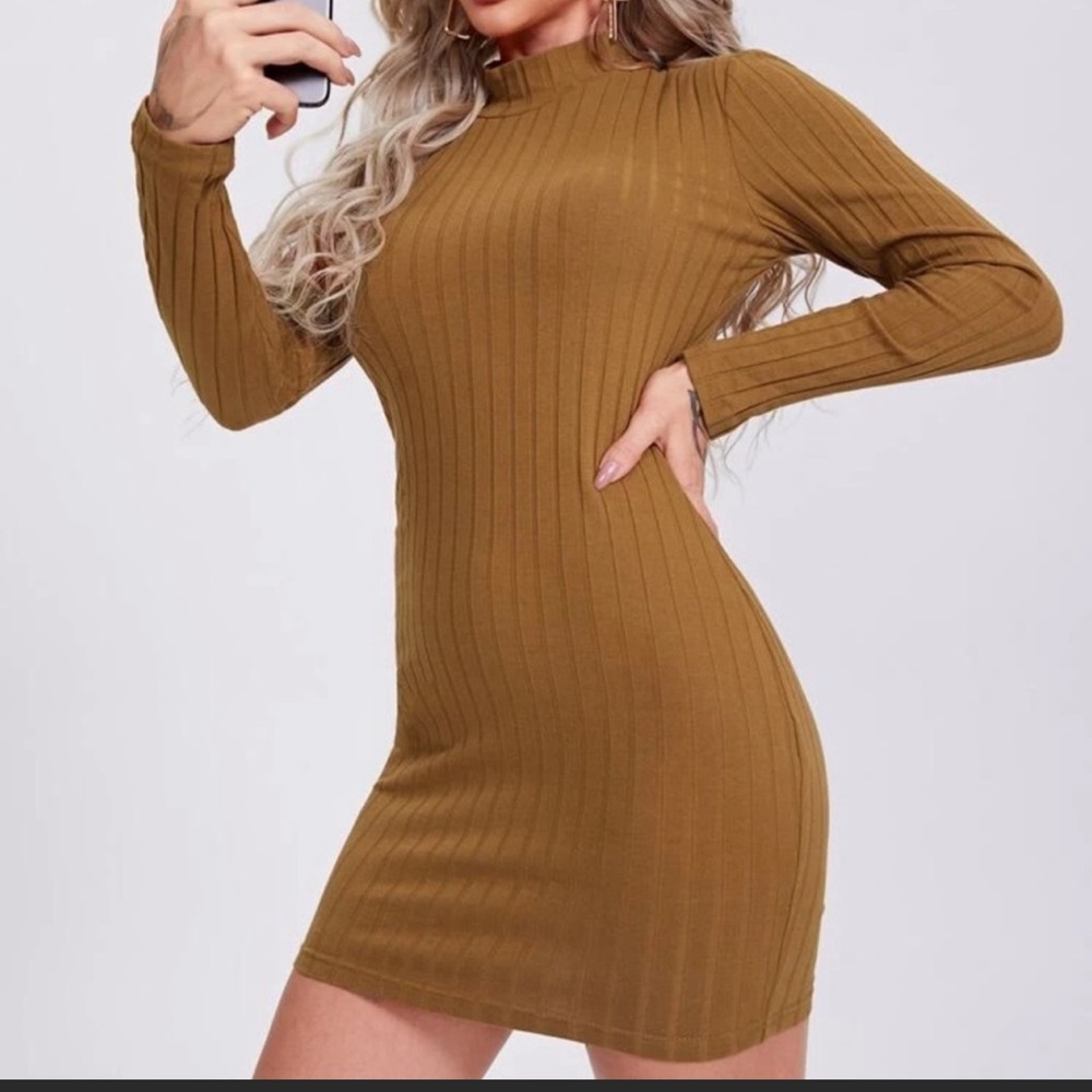 NWT mock neck robbed knit dress